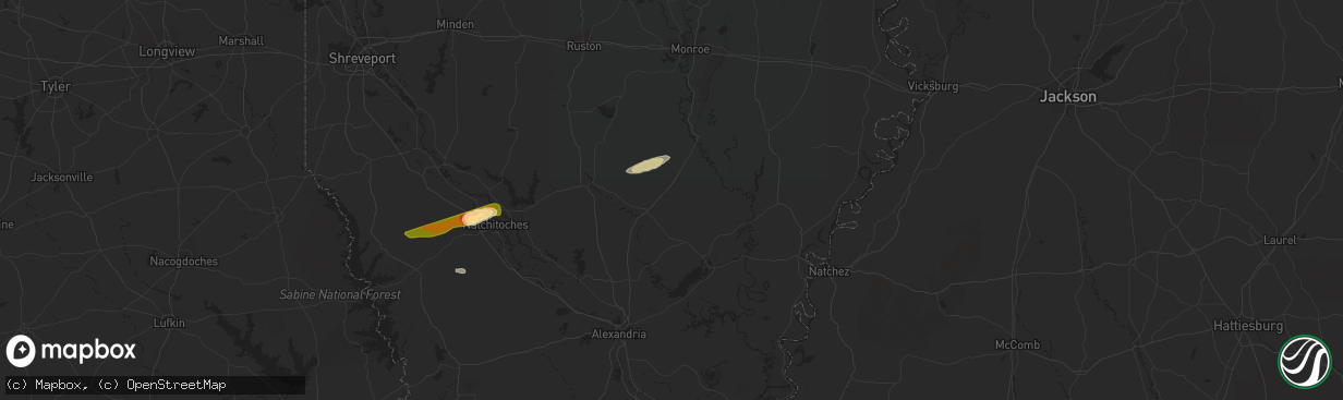 Hail map in Olla, LA on February 25, 2014