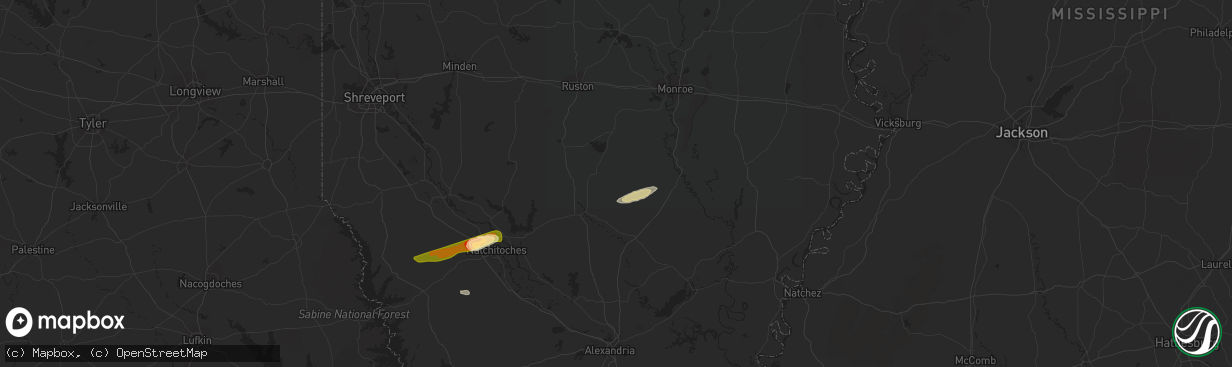 Hail map in Sikes, LA on February 25, 2014