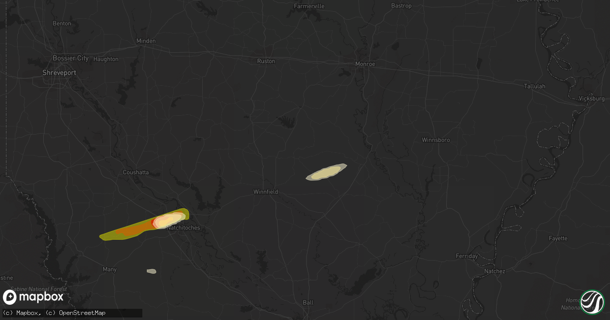 Hail map in Sikes, LA on February 25, 2014