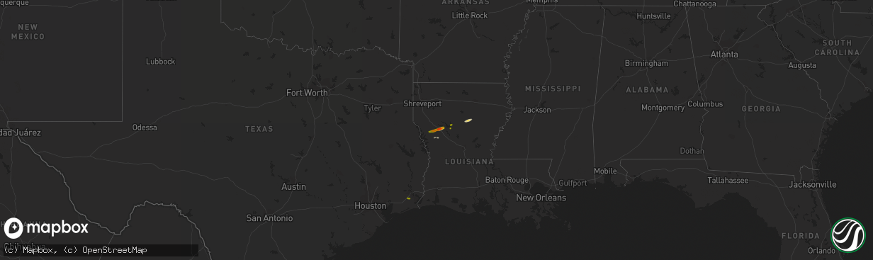 Hail map on February 25, 2014