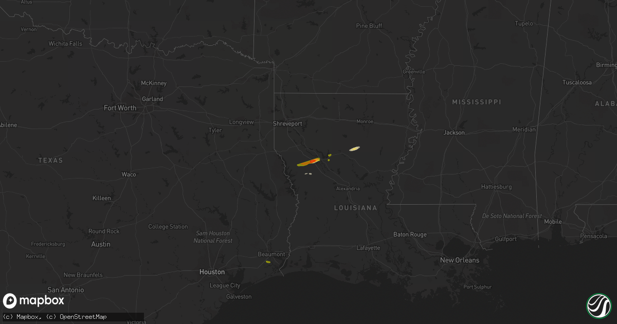 Hail map on February 25, 2014