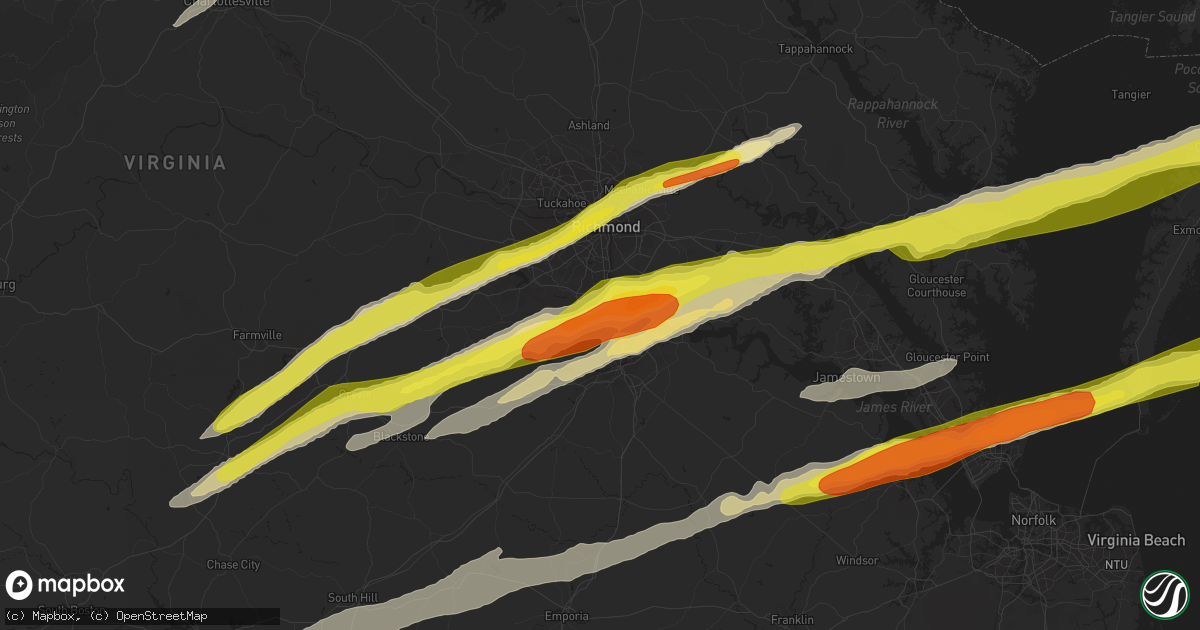 Hail map in Chester, VA on February 25, 2017