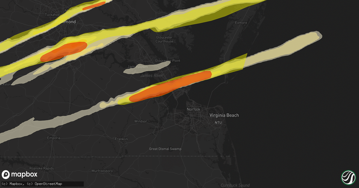 Hail map in Hampton, VA on February 25, 2017