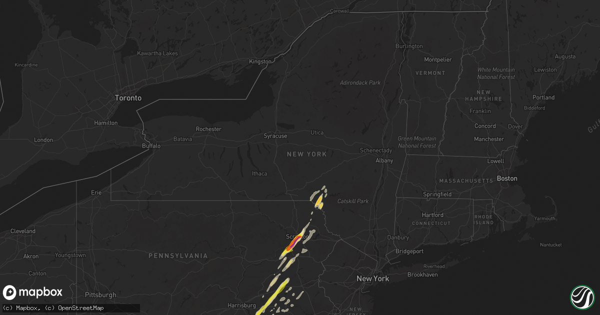 Hail map in New York on February 25, 2017