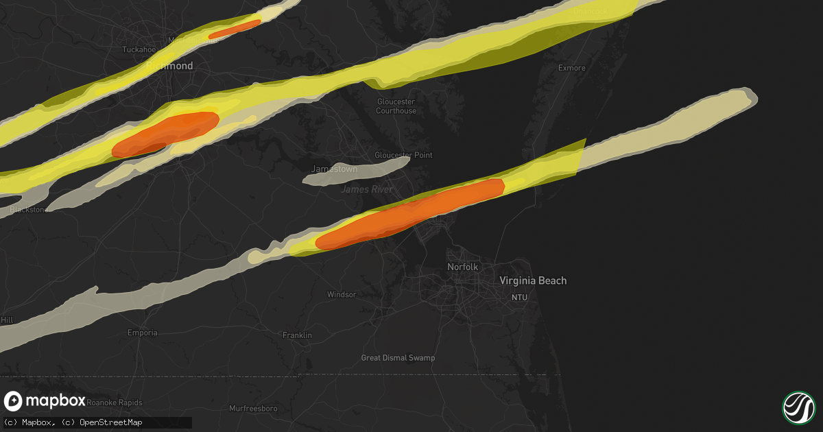 Hail map in Newport News, VA on February 25, 2017