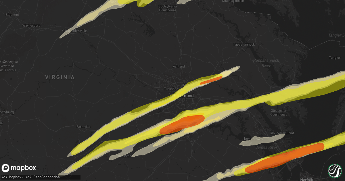 Hail map in Richmond, VA on February 25, 2017
