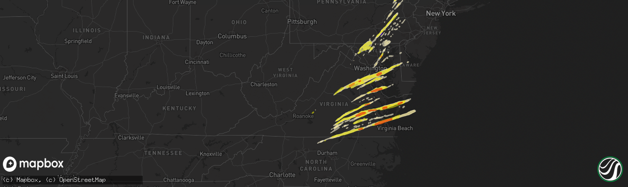 Hail map in Virginia on February 25, 2017