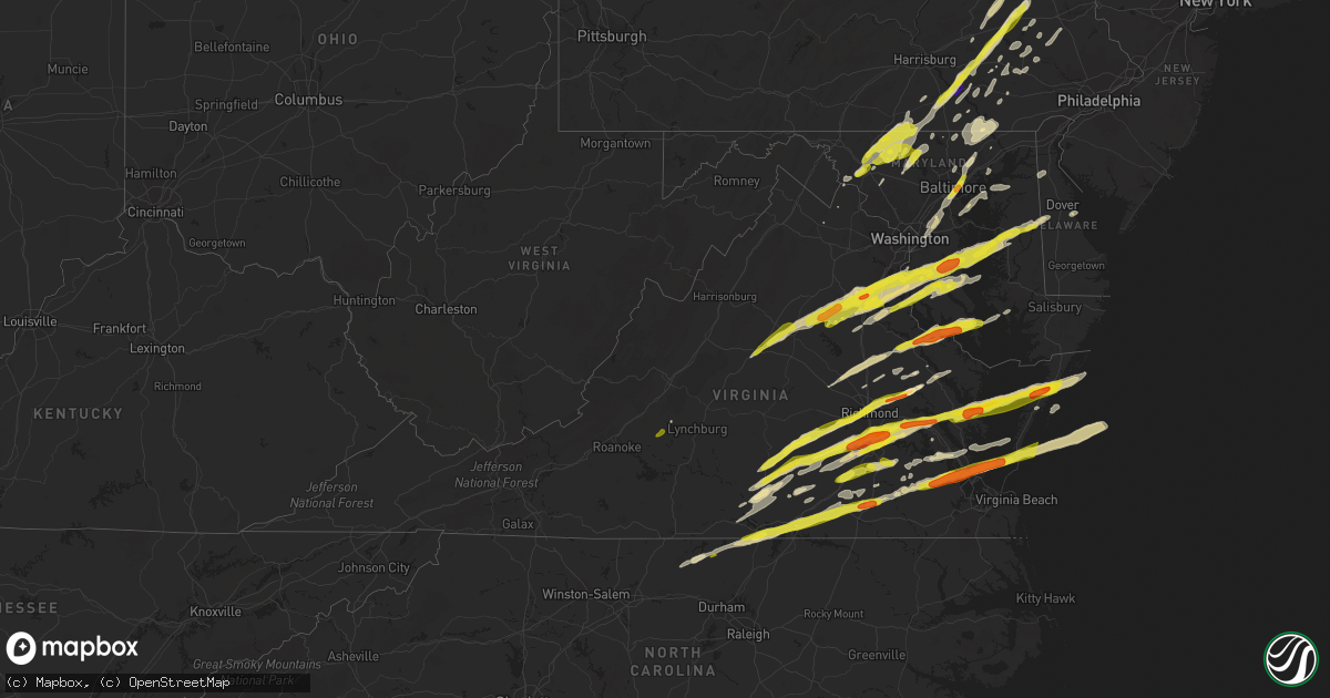 Hail map in Virginia on February 25, 2017