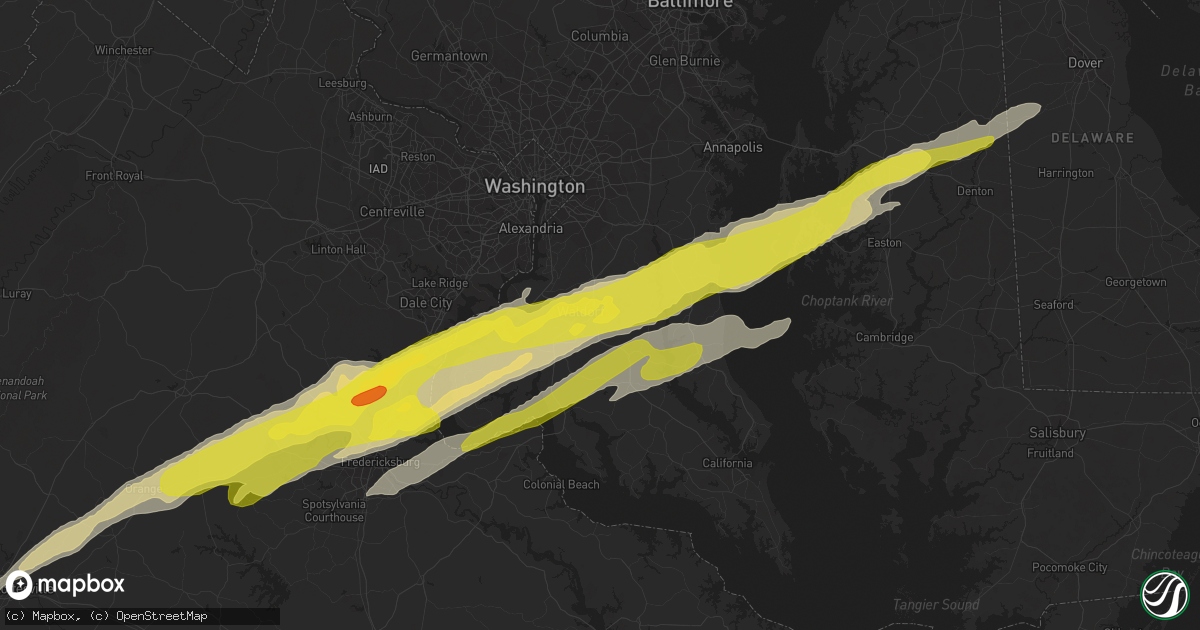 Hail map in Waldorf, MD on February 25, 2017