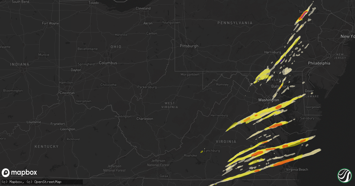 Hail map in West Virginia on February 25, 2017