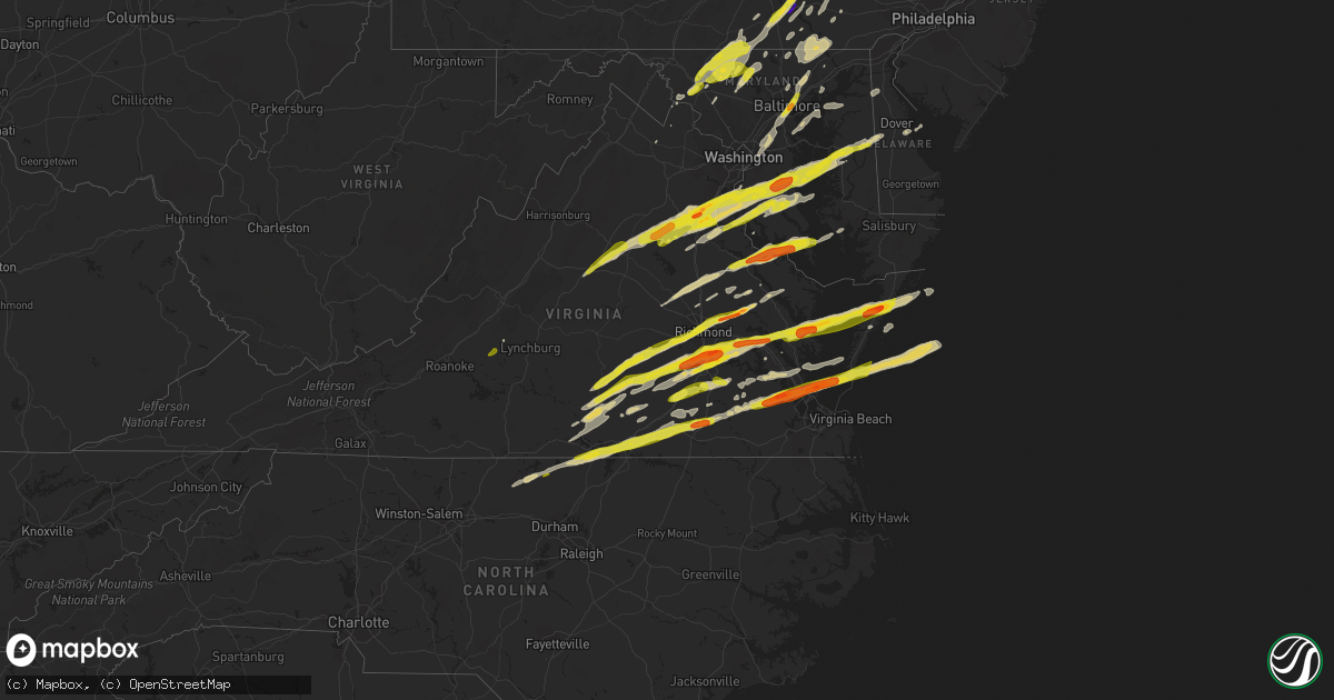 Hail map on February 25, 2017
