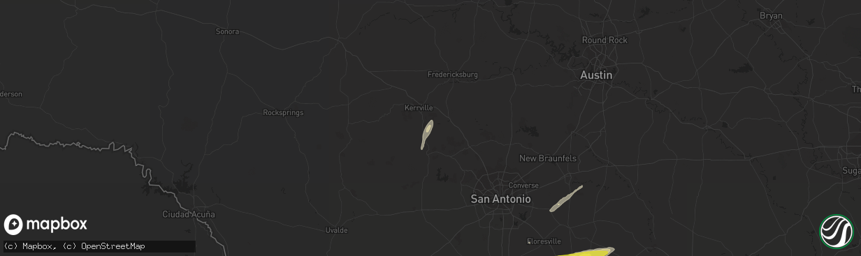 Hail map in Center Point, TX on February 25, 2018