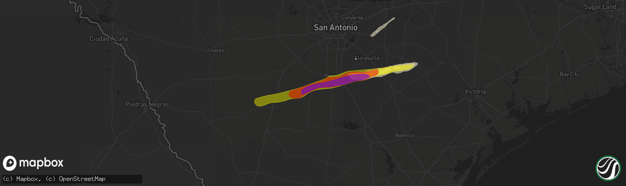 Hail map in Charlotte, TX on February 25, 2018