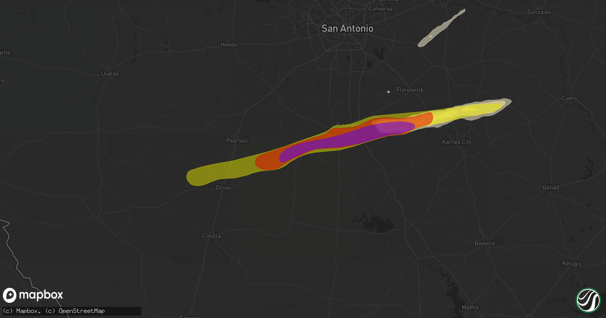 Hail map in Charlotte, TX on February 25, 2018