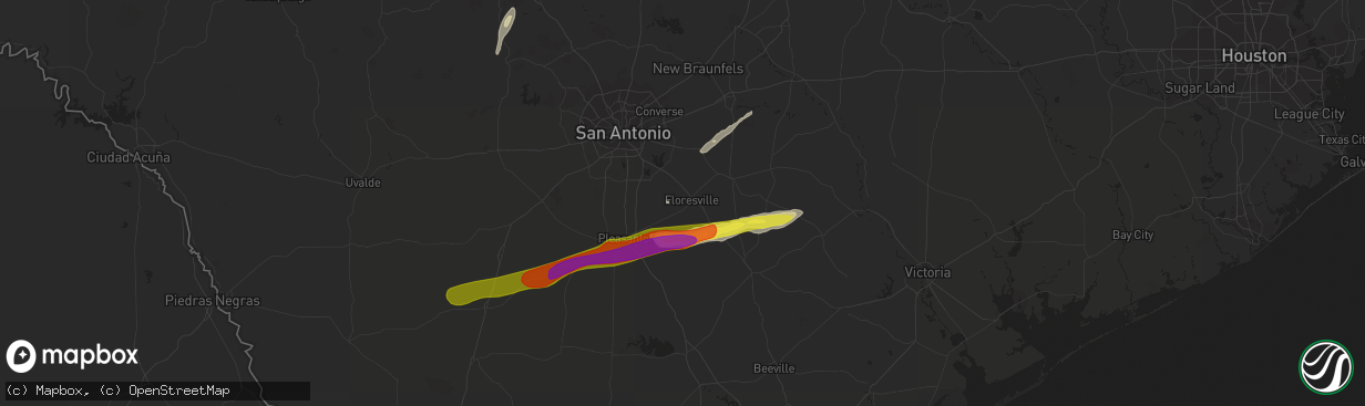 Hail map in Floresville, TX on February 25, 2018