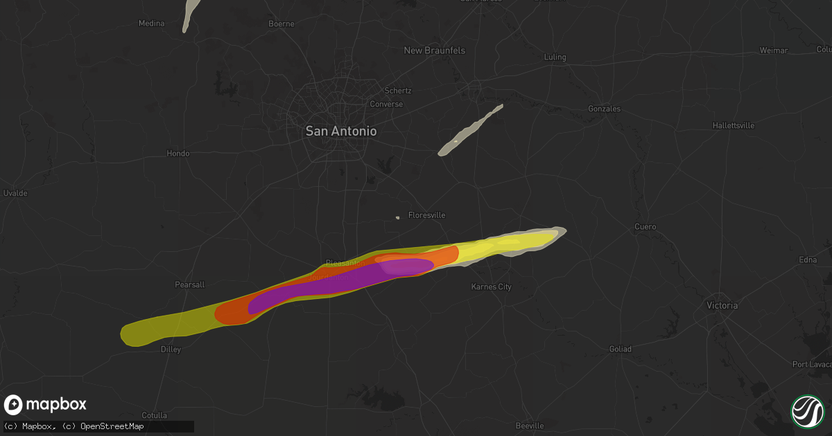 Hail map in Floresville, TX on February 25, 2018