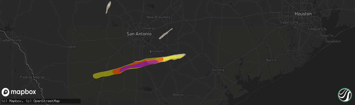 Hail map in Gillett, TX on February 25, 2018