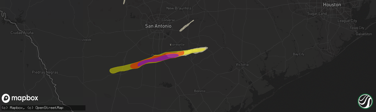 Hail map in Hobson, TX on February 25, 2018