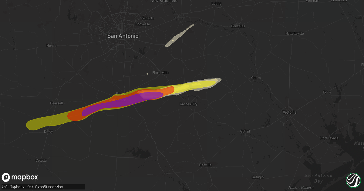 Hail map in Hobson, TX on February 25, 2018