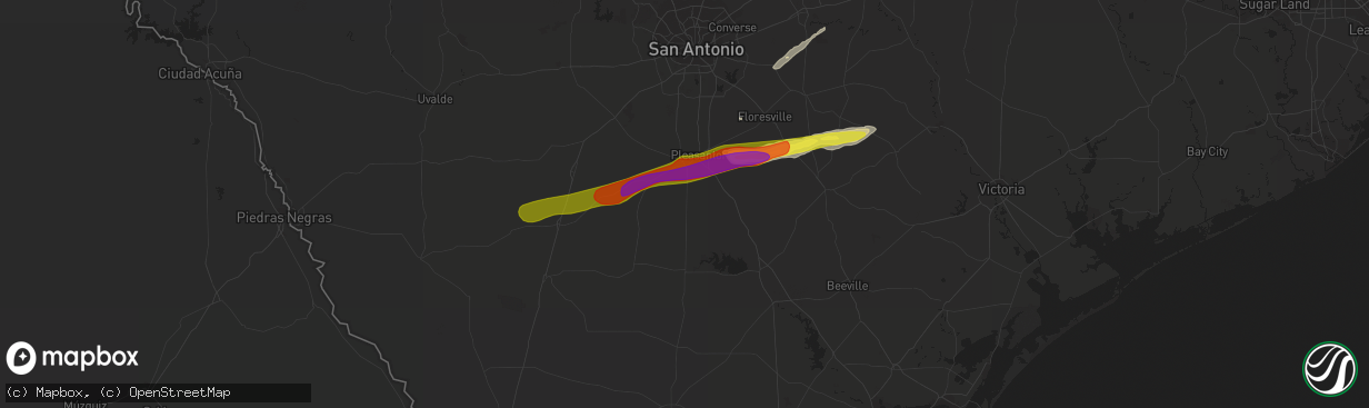 Hail map in Jourdanton, TX on February 25, 2018