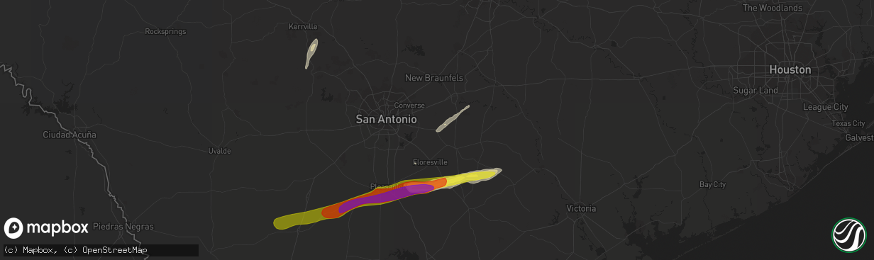 Hail map in La Vernia, TX on February 25, 2018