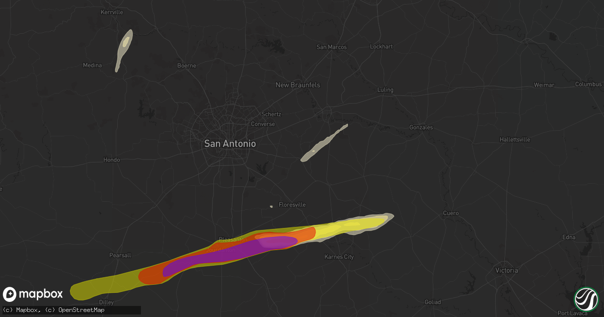 Hail map in La Vernia, TX on February 25, 2018
