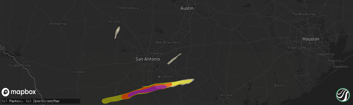 Hail map in Seguin, TX on February 25, 2018