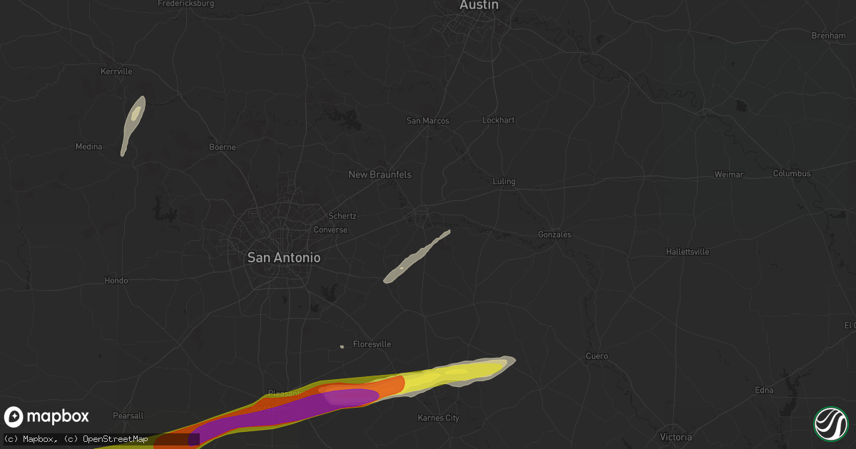Hail map in Seguin, TX on February 25, 2018