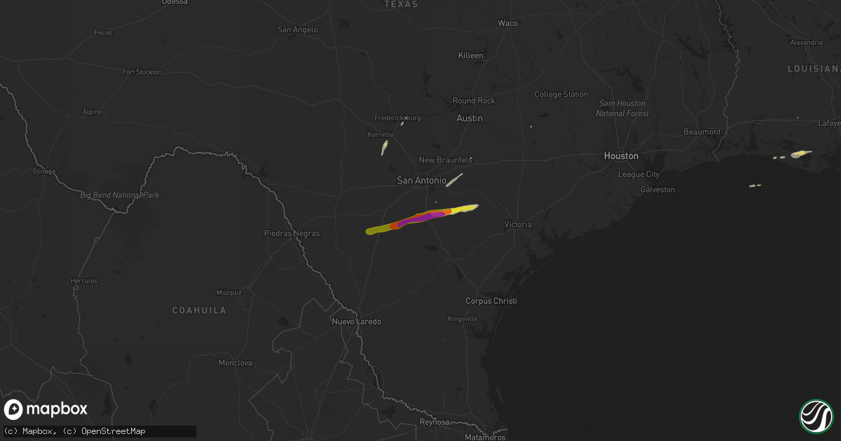 Hail map on February 25, 2018