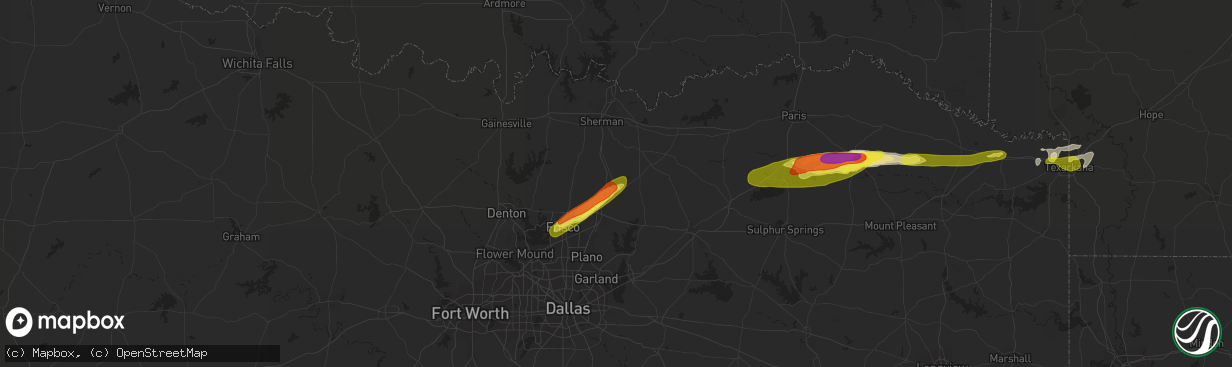 Hail map in Anna, TX on February 25, 2021