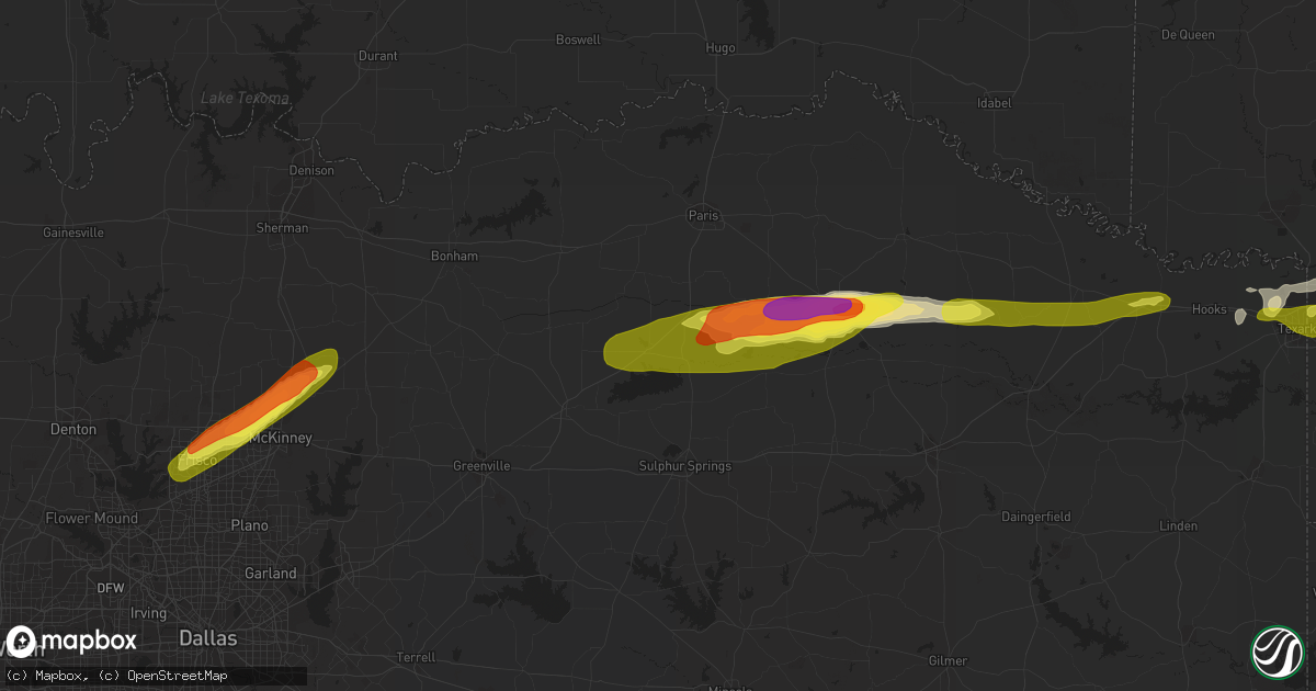 Hail map in Cooper, TX on February 25, 2021
