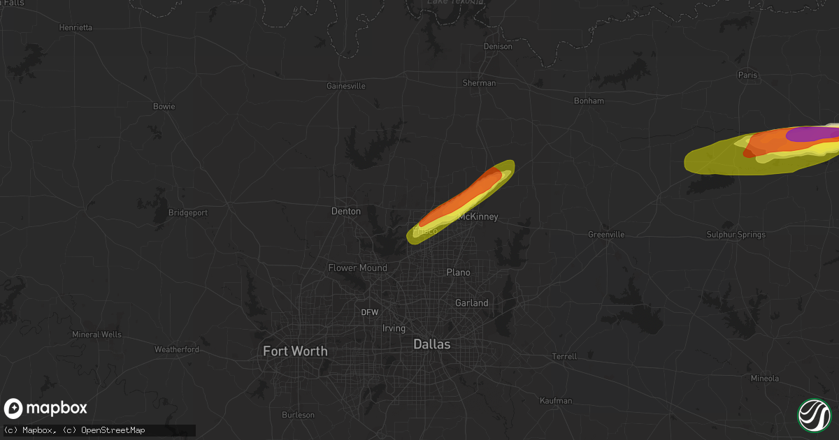 Hail map in Frisco, TX on February 25, 2021