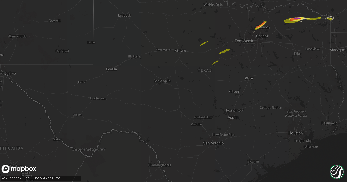 Hail map in Texas on February 25, 2021