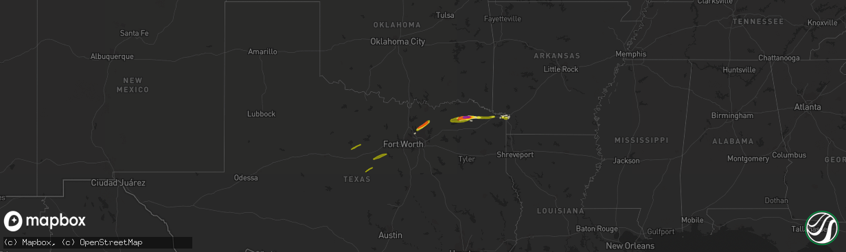 Hail map on February 25, 2021