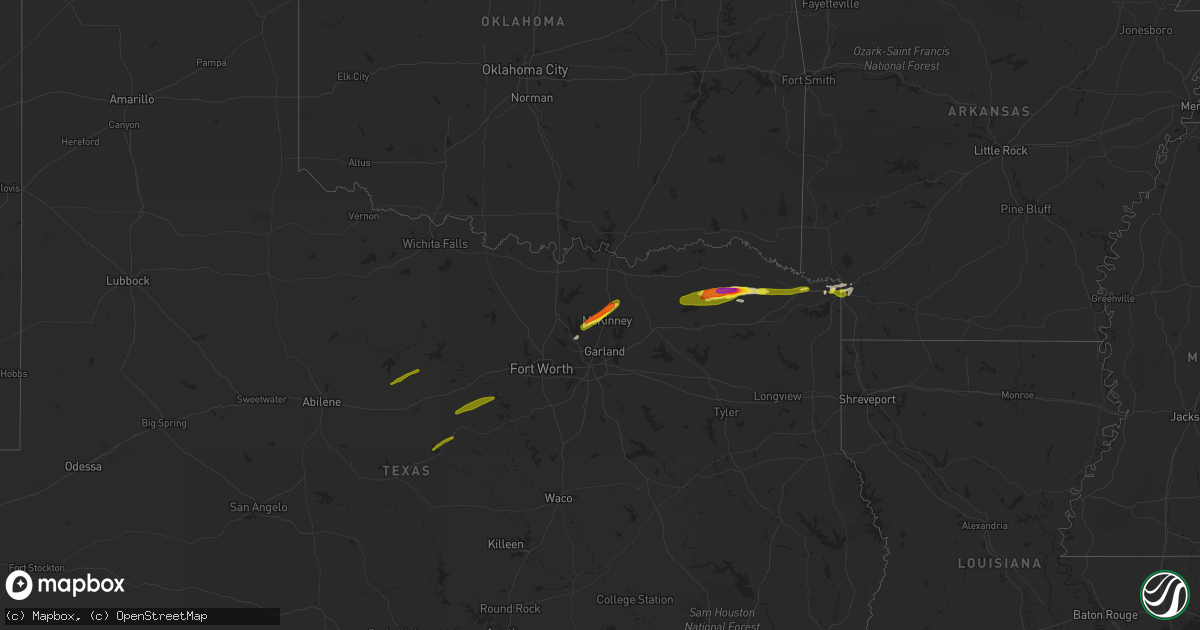 Hail map on February 25, 2021