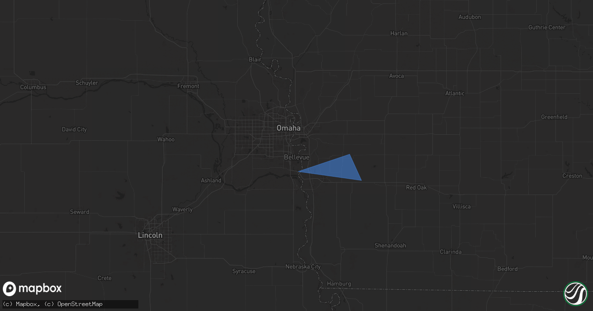 Hail map in Bellevue, NE on February 25, 2025