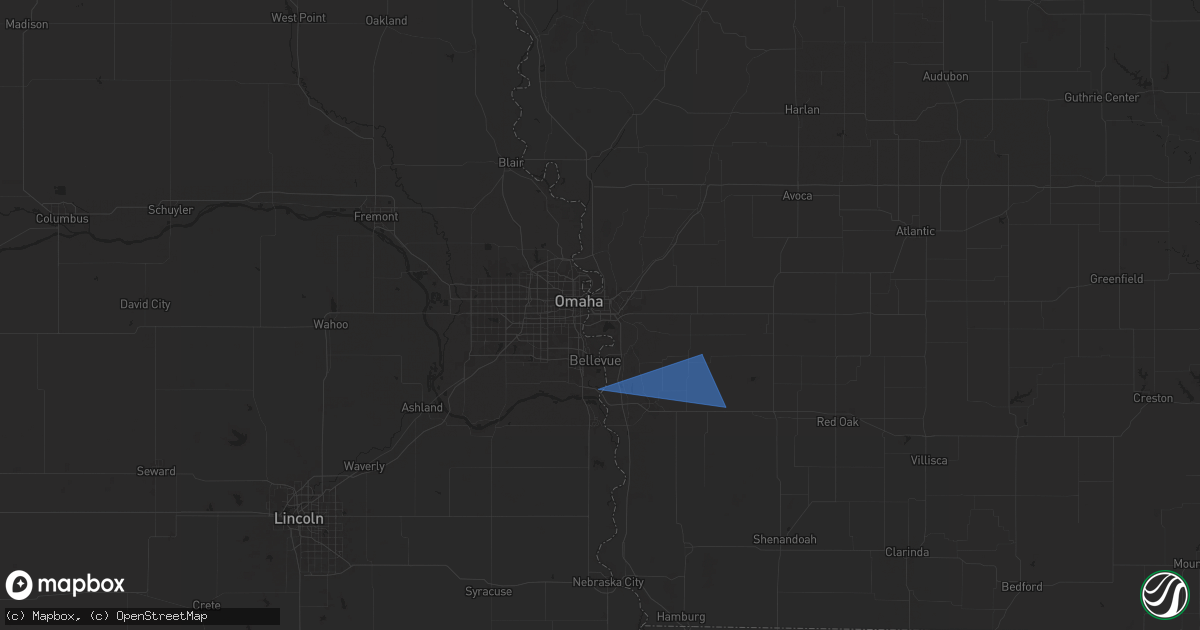 Hail map in Council Bluffs, IA on February 25, 2025