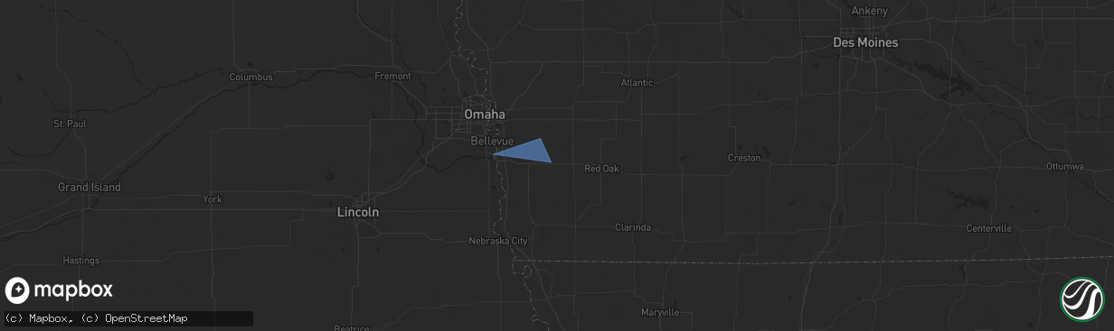 Hail map in Hastings, IA on February 25, 2025