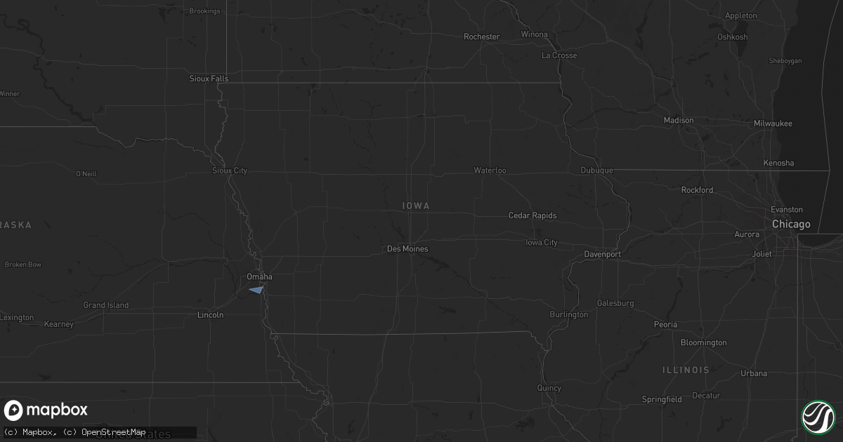 Hail map in Iowa on February 25, 2025