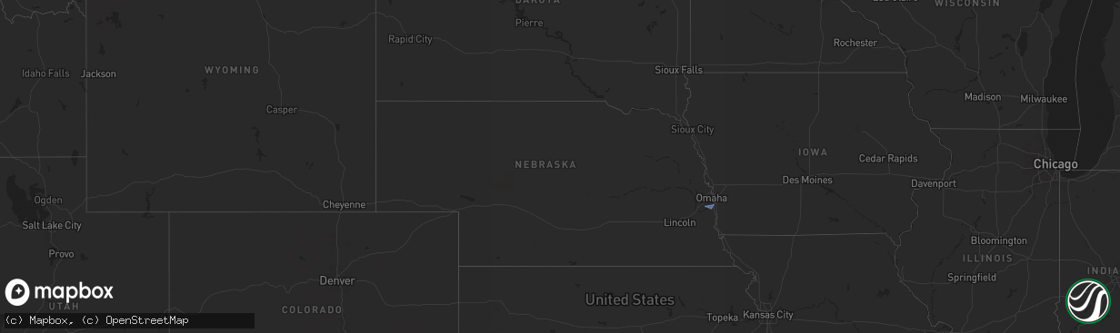 Hail map in Nebraska on February 25, 2025