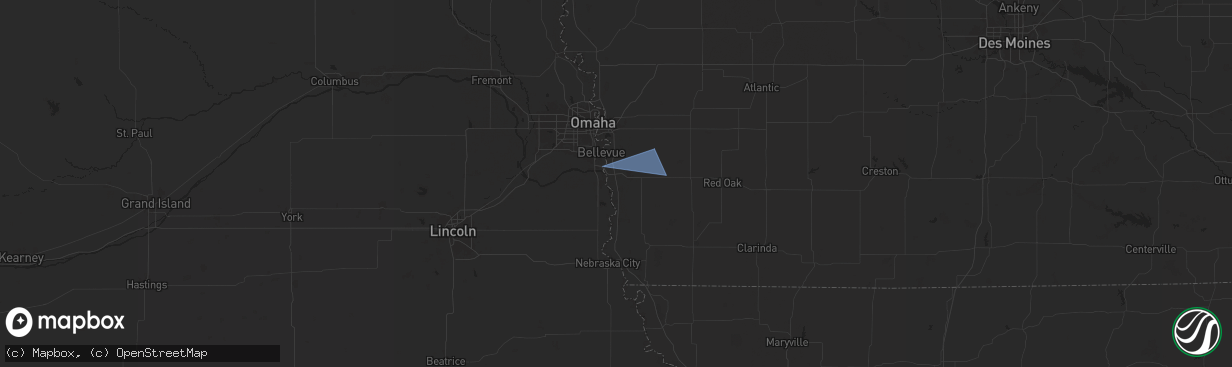 Hail map in Pacific Junction, IA on February 25, 2025