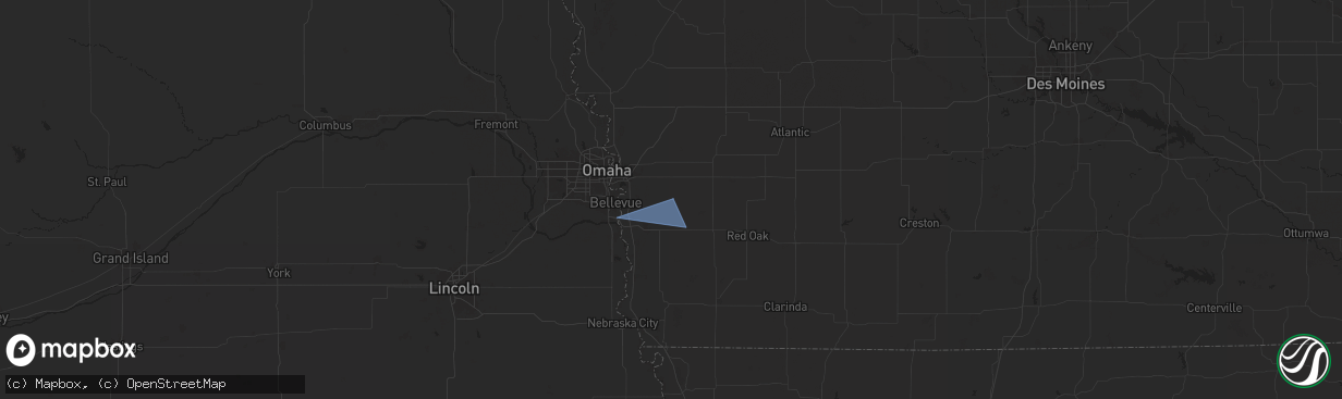 Hail map in Silver City, IA on February 25, 2025