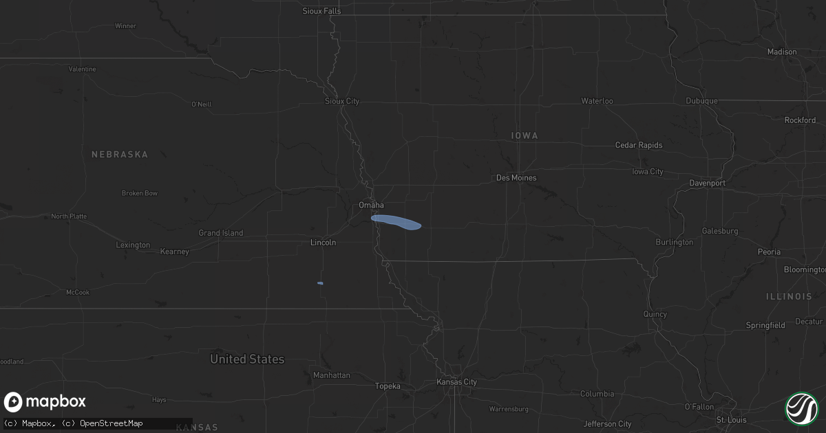 Hail map on February 25, 2025