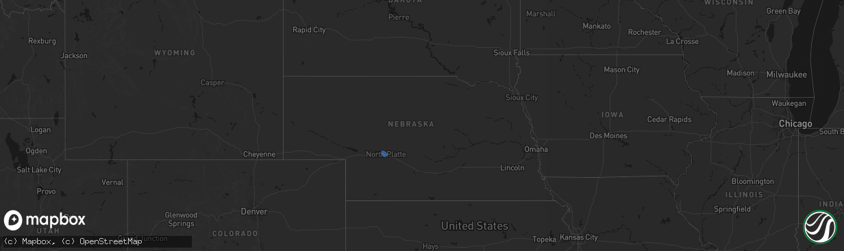 Hail map in Nebraska on February 25, 2026