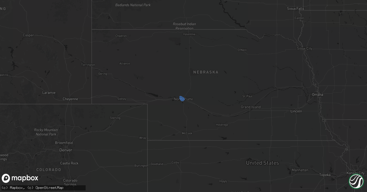 Hail map on February 25, 2026