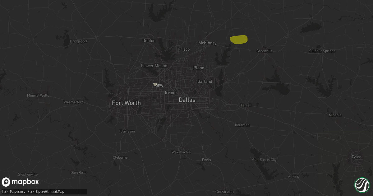 Hail map in Dallas, TX on February 26, 2017