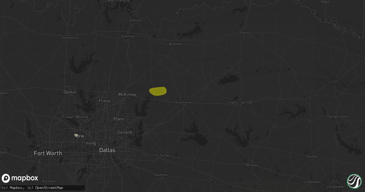 Hail map in Greenville, TX on February 26, 2017