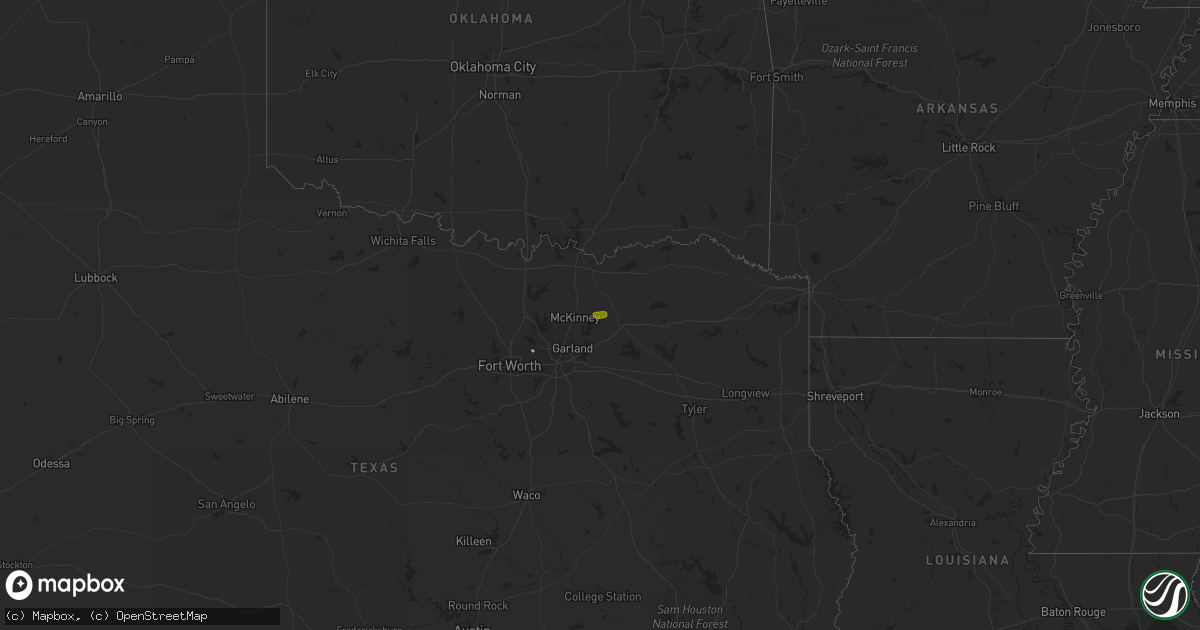 Hail map on February 26, 2017