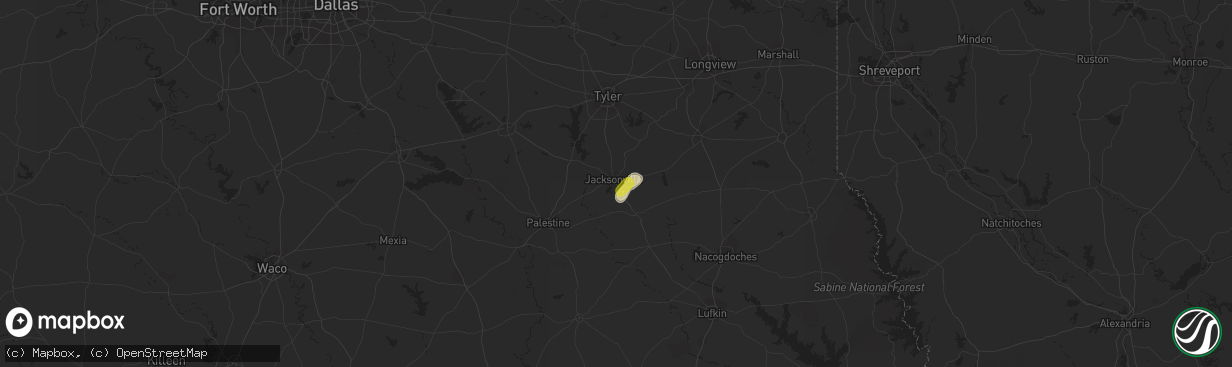 Hail map in Jacksonville, TX on February 26, 2019