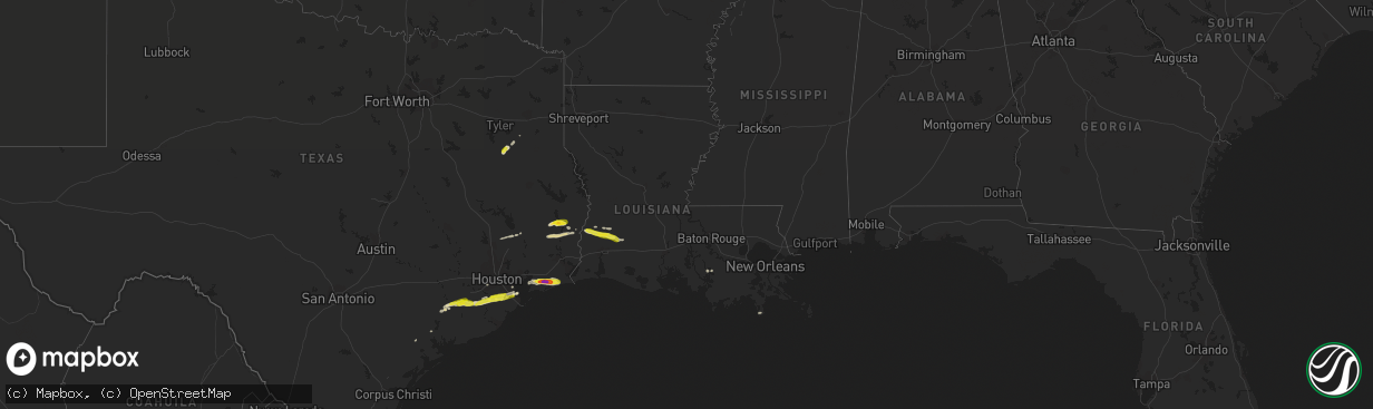 Hail map in Louisiana on February 26, 2019